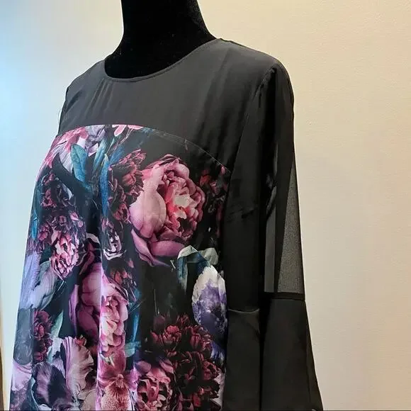 CeCe Floral Ruffle Sleeve Shift Dress Size 6 - Picture 7 of 12